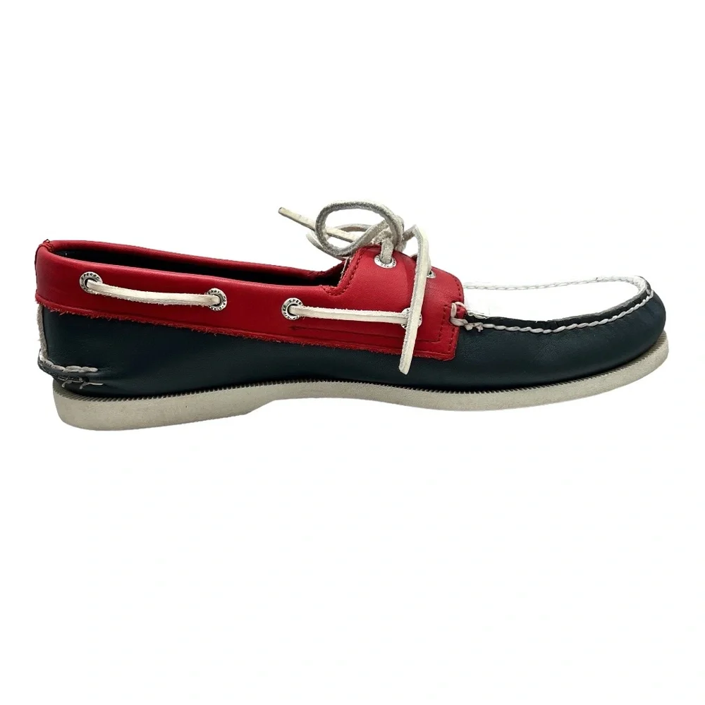 SPERRY TOP-SIDER 2-EYE BOAT SHOES IN RED, WHITE & BLUE